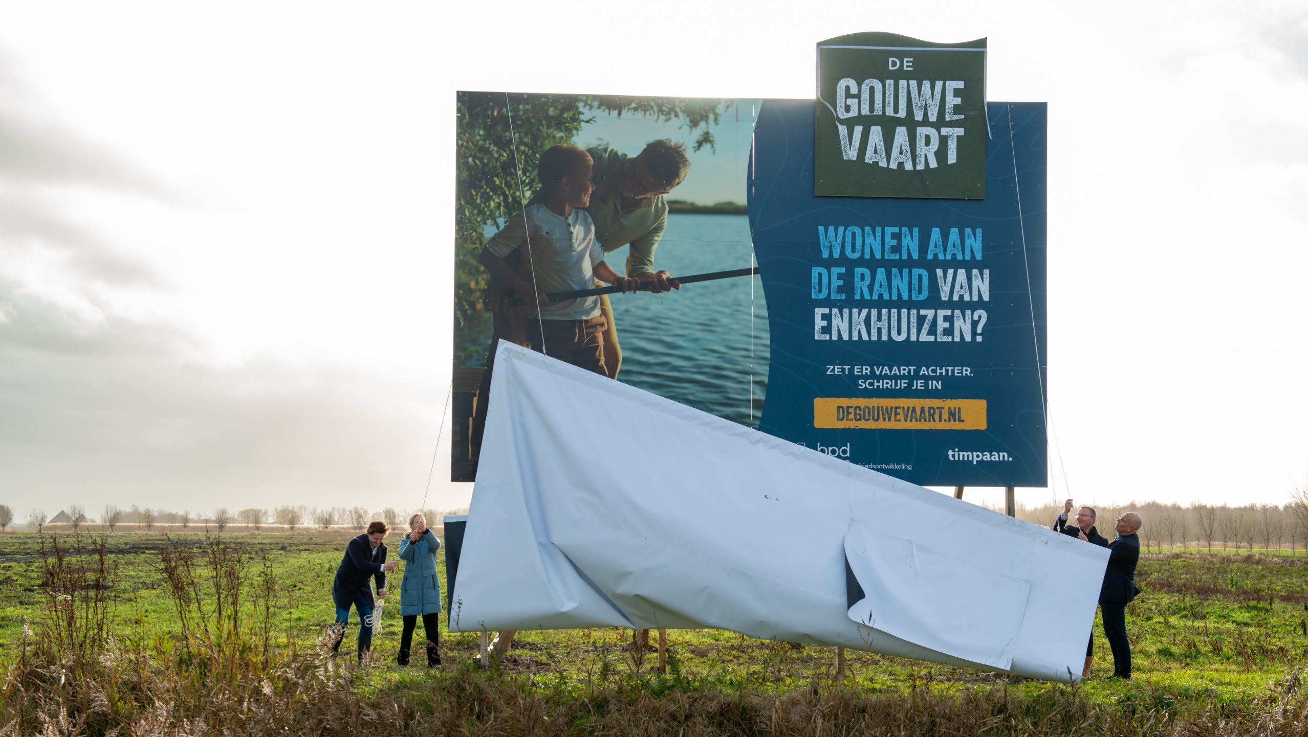 Onthulling bouwbord nieuwe woonwijk De Gouwe Vaart