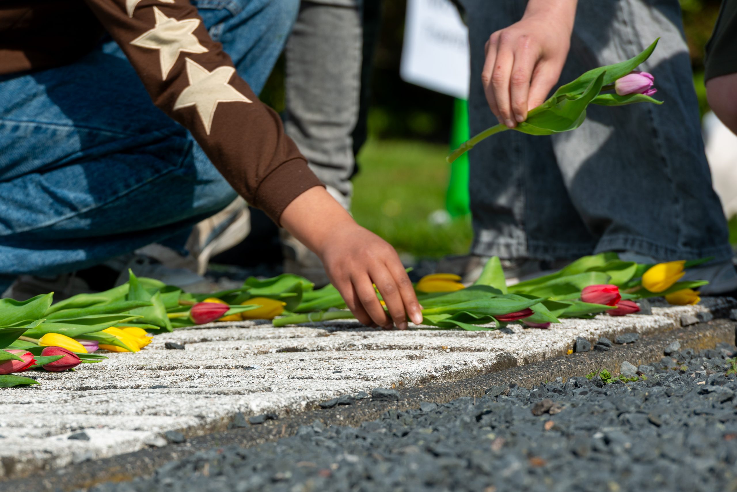 Herdenking voor scholieren bij monument Schaduwcorrectie